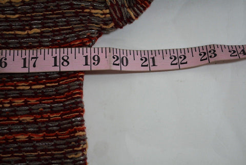 Cable Gauge Women Metallic Orange Open Front Striped Cardigan Sweater Coat Top M