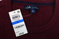 John Ashford Men's Long-Sleeves Cherry Red Striped Ribbed Crew-Neck Sweater XL - evorr.com