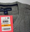 John Ashford Men Long Sleeve Gray Striped Ribbed Cotton V Neck Knitted Sweater S - evorr.com