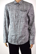 Calvin Klein Men's Long-Sleeves Black Printed Cotton Button-Down Casual Shirt L - evorr.com