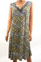 JM Collection Women's Stretch Beige Geometric Printed Fit&Flare Tunic Dress XL