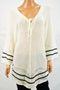 New NY Collection Women White Lace-Up Sheer Pointelle Tunic Sweater Top Plus 3X