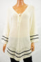 New NY Collection Women White Lace-Up Sheer Pointelle Tunic Sweater Top Plus 3X