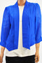 City Chic Women Sheer Sleeve Blue Open Front Pleated Crop Blazer Jacket Plus 16W