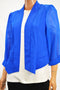 City Chic Women Sheer Sleeve Blue Open Front Pleated Crop Blazer Jacket Plus 16W