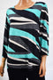 New JM Collection Women's 3/4 Sleeve Green Printed Jacquard Blouse Top Plus 1X - evorr.com