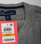John Ashford Men's Long-Sleeves Gray Striped Ribbed Cotton V-Neck Knit Sweater S - evorr.com