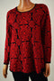 Charter Club Women's 3/4 Sleeve Red Medallion Print Knit Sweater Top Plus 0X 16W - evorr.com
