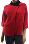 JM Collection Womens Wool Red Cross Over Velvet Trim Cardigan Shrug Top Petite L