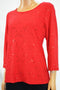 JM Collection Women 3/4-Sleeve Red Embellish Jacquard Stretch Blouse Top Plus 0X