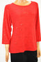 JM Collection Women 3/4-Sleeve Red Embellish Jacquard Stretch Blouse Top Plus 0X