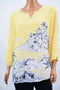 Alfred Dunner Women's Yellow Scenic-Print Embellished Tunic Blouse Top Plus 18W