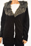JM Collection Women's Long Sleeve Black Faux Fur Collar Cardigan Shrug Plus 2X