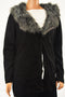 JM Collection Women's Long Sleeve Black Faux Fur Collar Cardigan Shrug Plus 2X