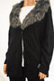 JM Collection Women's Long Sleeve Black Faux Fur Collar Cardigan Shrug Plus 2X