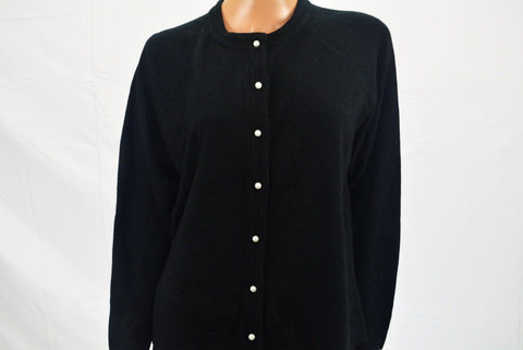 Karen Scott Womens Long Sleeve Black Luxsoft Button Down Cardigan Shrug Petite L