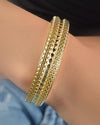 Box Chain Accent Textured Bangle Bracelet