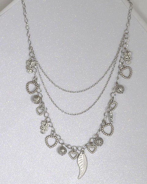 Multi Strand Rolo Chain Necklace with Metal Detailing - evorr.com