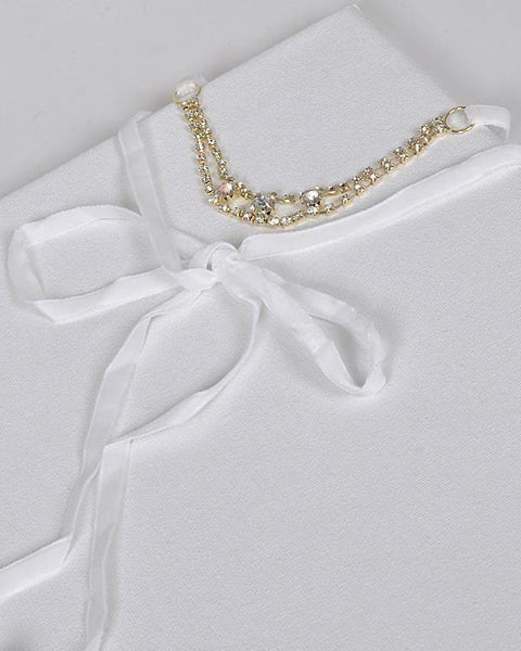 Layered Rhinestone Studded Pendant and Tie Up Pattern Choker Necklace - evorr.com