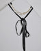 Layered Rhinestone Studded Pendant and Tie Up Pattern Choker Necklace - evorr.com