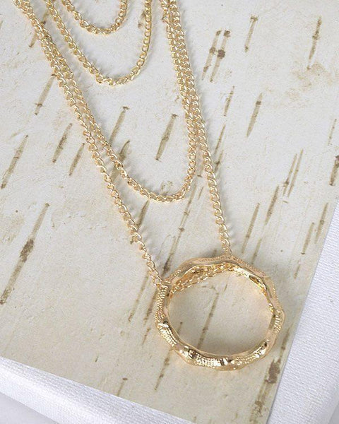 Metallic Pendant Layered Curb Chain Necklace - evorr.com