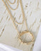 Metallic Pendant Layered Curb Chain Necklace - evorr.com
