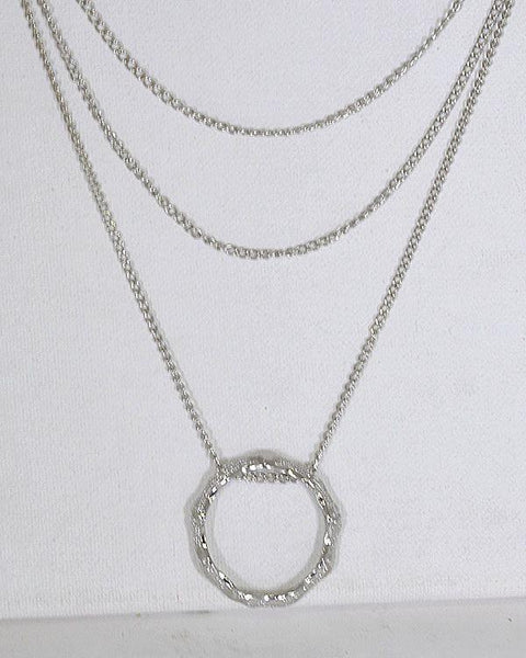 Metallic Pendant Layered Curb Chain Necklace - evorr.com