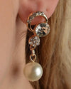 Rhinestone Faux Pearl Dangle Earrings - evorr.com