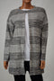 Cable Gauge Women's Metallic Gray Open-Front Striped Cardigan Sweater Coat Top M