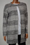Cable Gauge Women's Metallic Gray Open-Front Striped Cardigan Sweater Coat Top M