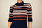 Style&Co Women Turtle Neck Elbow-Slv Blue Stripe Ribbed Knit Tunic Sweater Top L - evorr.com