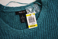 Style&Co Women's V-Neck Long Sleeves Teal Green Textured Knitted Sweater Top M - evorr.com