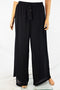 New NY Collection Women Black Pull-On Sheer-Overlay Palazzo Casual Pants Plus 1X