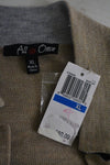 New All @ Once Women Ribbed-Sleeve Single-Button Beige Knit Sweater Cardigan XL - evorr.com