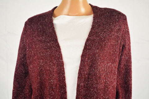 Karen Scott Women's Long Sleeve Red Open Front Pocketed Marled Cardigan Shrug M