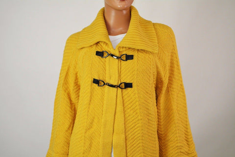 New JM Collection Women's Wing Collar Yellow Buckled Knit Cardigan Shrug Top XL - evorr.com