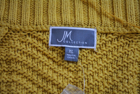 New JM Collection Women's Wing Collar Yellow Buckled Knit Cardigan Shrug Top XL - evorr.com