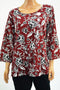 Charter Club Women's Scoop Neck Pima Cotton Red Floral Print Blouse Top Plus 3X