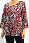 Charter Club Women's Scoop Neck Pima Cotton Red Floral Print Blouse Top Plus 3X