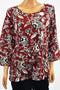 Charter Club Women's Scoop Neck Pima Cotton Red Floral Print Blouse Top Plus 3X