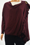 INC Concepts Women Burgundy Ruffled Buckled Convertible Cardigan Shrug Plus 0X