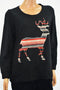 $69 New Style&Co. Women Long Sleeve Black Reindeer Sweatshirt Blouse Top Plus 0X