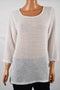Alfani Women 3/4 Sleeve Scoop Nk Metallic White Sheer Hi-Low Blouse Top Plus 2X