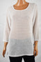 Alfani Women 3/4 Sleeve Scoop Nk Metallic White Sheer Hi-Low Blouse Top Plus 2X