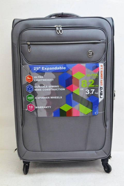 $260 NEW Revo City Lights 2.0 29" Spinner Expandble Travel Luggage Suitcase Gray