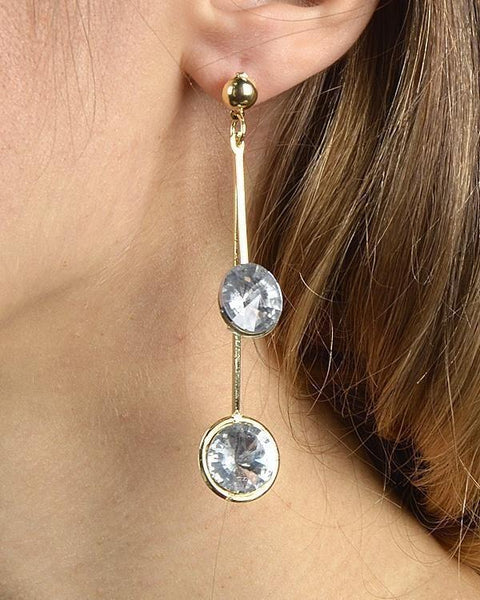 Rhinestone Studded Drop Earrings with High and Low Strands-id.30527 - evorr.com
