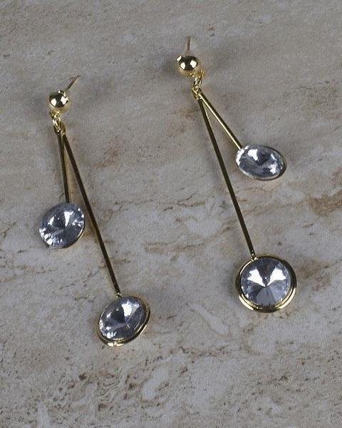 Rhinestone Studded Drop Earrings with High and Low Strands-id.30527 - evorr.com