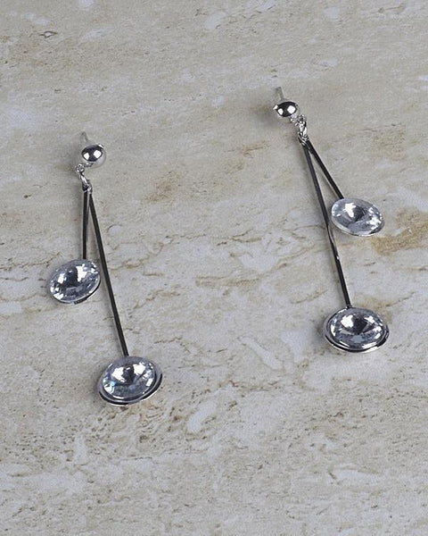 Rhinestone Studded Drop Earrings with High and Low Strands-id.30527 - evorr.com