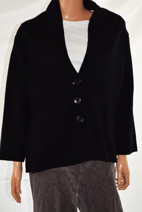 New Alfani Women Long Sleeve Black 3-Button Down Sweater Cardigan Shrug Plus 1X