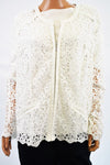 INC Concepts Women Long-Sleeve White Crocheted Front-Zip Cardigan Jacket Plus 2X